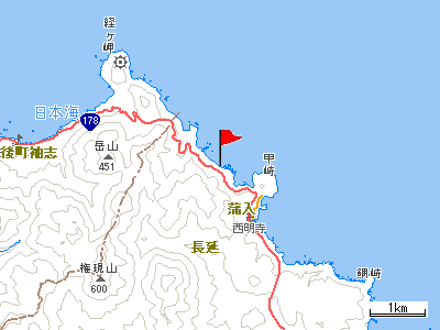 カマヤ海岸周辺の地図